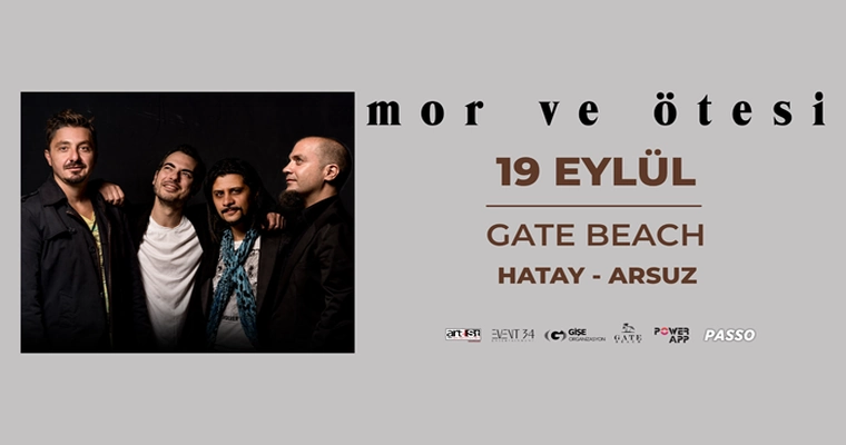 mor ve ötesi| Arsuz, 19 Eylül 2026, Gate Beach & Club Arsuz, Hatay konser afişi