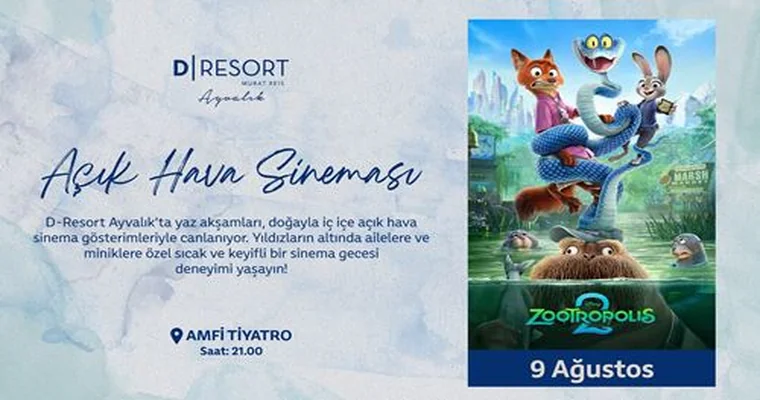 d-resort ayvalık, açık hava sineması: zootropolis 2