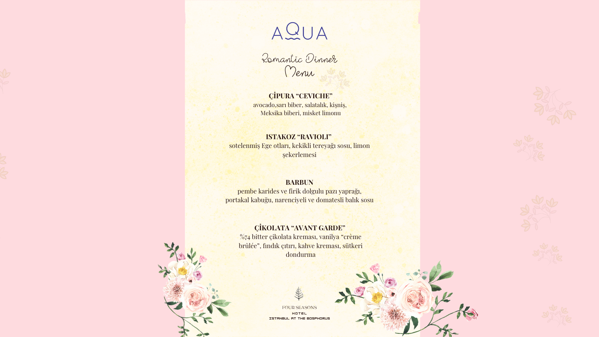Aqua Romantik Akşam Yemeği